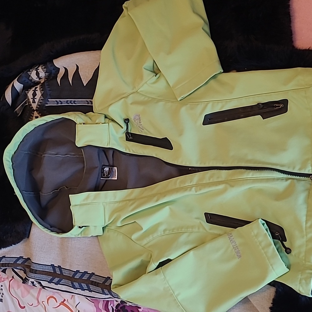 Women's The North Face Summit Series Green Coat Jacket With Hood Size Medium